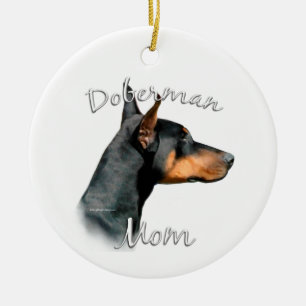 Doberman Pinscher (schwarz) Mama 2 Keramik Ornament
