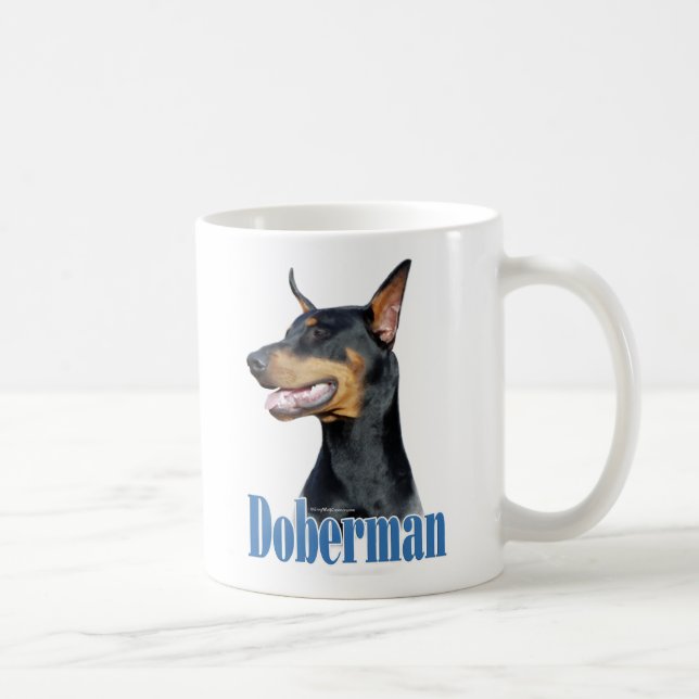 Doberman Pinscher (schwarz) Name Tasse (Rechts)