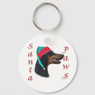 Doberman Pinscher (schwarz) Santa Paws Schlüsselanhänger