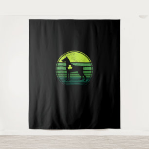 Doberman Pinscher Silhouette Irish Clover St Patri Wandteppich