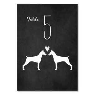 Doberman Pinscher Silhouetten Hochzeitsempfang Tischnummer