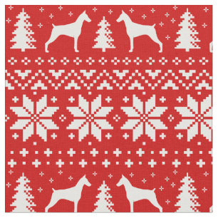 Doberman Pinscher Silhouetten Weihnachtsfeiertag Stoff