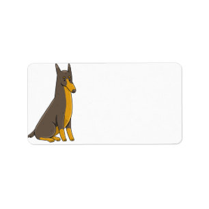 Doberman Pinscher Sitting Cartoon Adressaufkleber