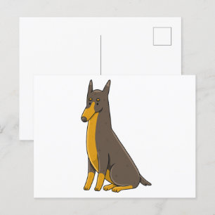 Doberman Pinscher Sitting Cartoon Postkarte