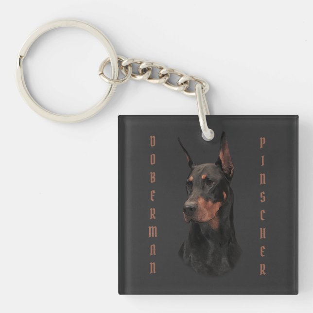 Doberman Pinscher, Square Wall Clock T - Shirt But Schlüsselanhänger (Vorderseite)