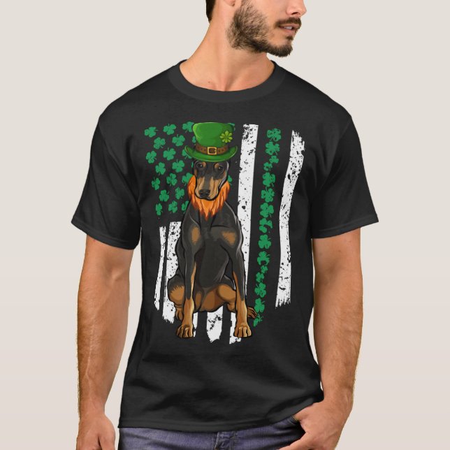 Doberman Pinscher St Patricks Day Irish American F T-Shirt (Vorderseite)