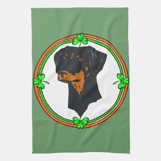 Doberman Pinscher St Patricks Geschirrtuch (Vertikal)
