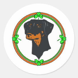 Doberman Pinscher St Patricks Runder Aufkleber