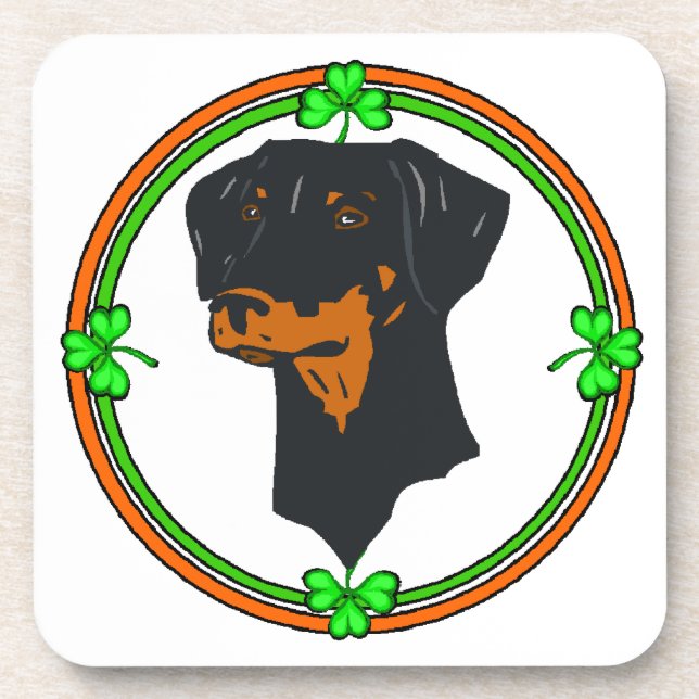 Doberman Pinscher St Patricks Untersetzer (Vorderseite)