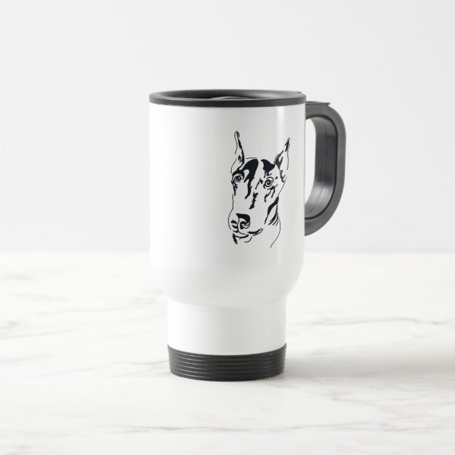 Doberman Pinscher Travel Mug Reisebecher (VorderseiteRechts)