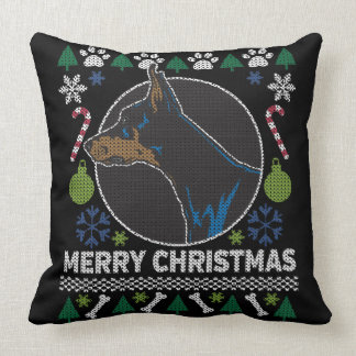 Doberman Pinscher Ugly Christmas Sweater Dog Kissen