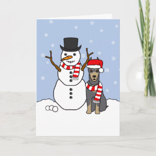 Doberman Pinscher und Snowman Feiertagskarte