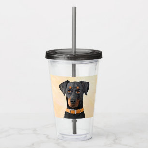 Doberman Pinscher Unzugeschnittene Malerei Origina Acryltrinkbecher