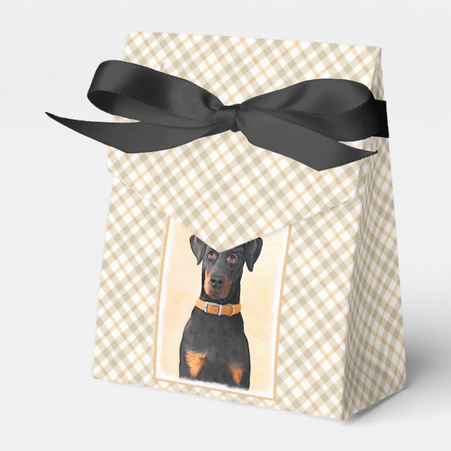 Doberman Pinscher Unzugeschnittene Malerei Origina Geschenkschachtel (Vorderseite)