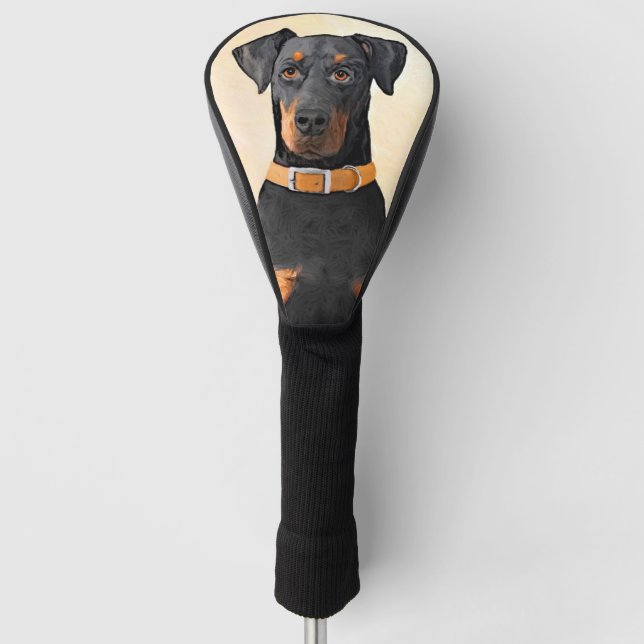 Doberman Pinscher Unzugeschnittene Malerei Origina Golf Headcover (Vorderseite)