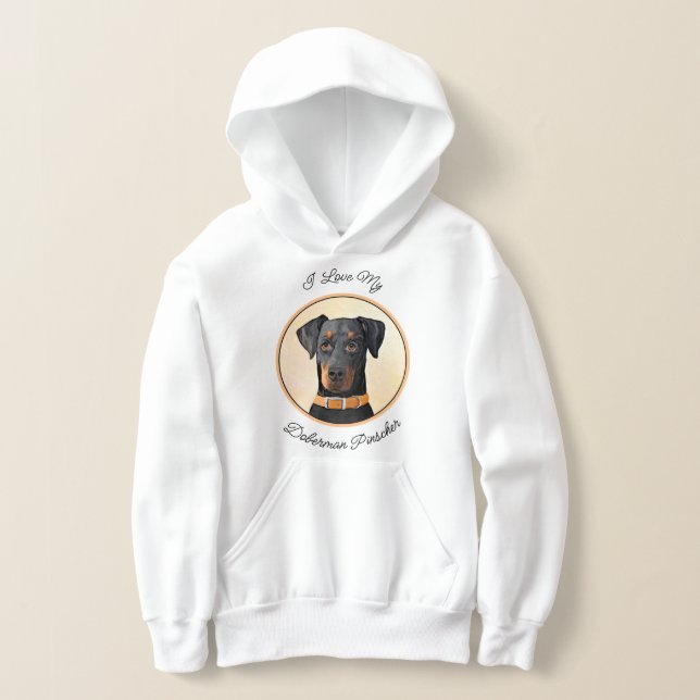 Doberman Pinscher Unzugeschnittene Malerei Origina Hoodie (Ablage )