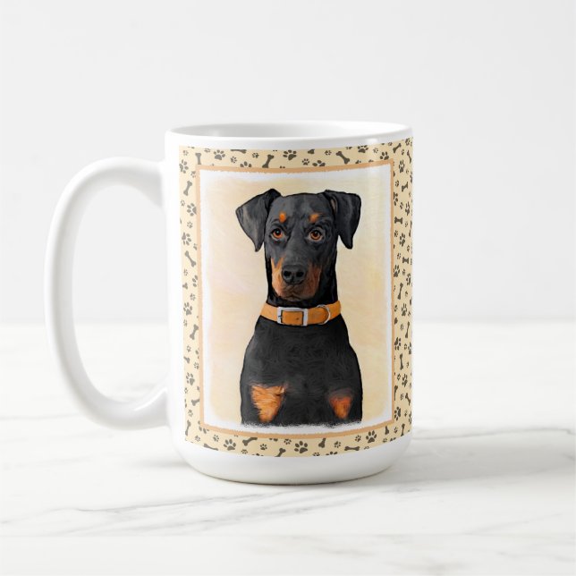 Doberman Pinscher Unzugeschnittene Malerei Origina Kaffeetasse (Links)
