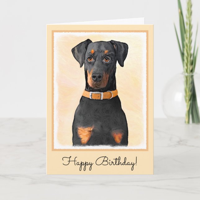 Doberman Pinscher Unzugeschnittene Malerei Origina Karte (Vorderseite)