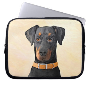 Doberman Pinscher Unzugeschnittene Malerei Origina Laptopschutzhülle