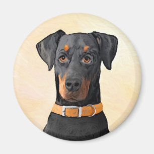Doberman Pinscher Unzugeschnittene Malerei Origina Magnet