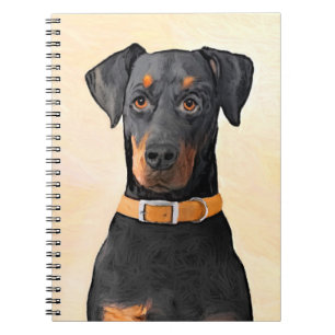 Doberman Pinscher Unzugeschnittene Malerei Origina Notizblock