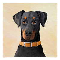 Doberman Pinscher Unzugeschnittene Malerei Origina
