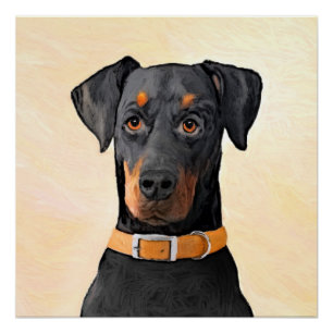 Doberman Pinscher Unzugeschnittene Malerei Origina Poster