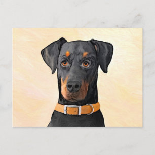 Doberman Pinscher Unzugeschnittene Malerei Origina Postkarte
