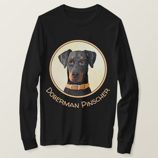 Doberman Pinscher Unzugeschnittene Malerei Origina T-Shirt (Design vorne)
