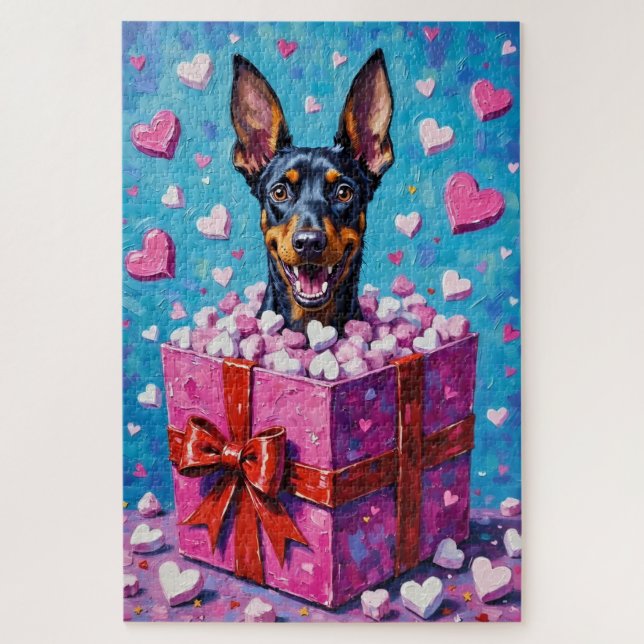 Doberman Pinscher Valentine's Day Marshmallow Puzzle (Vertikal)