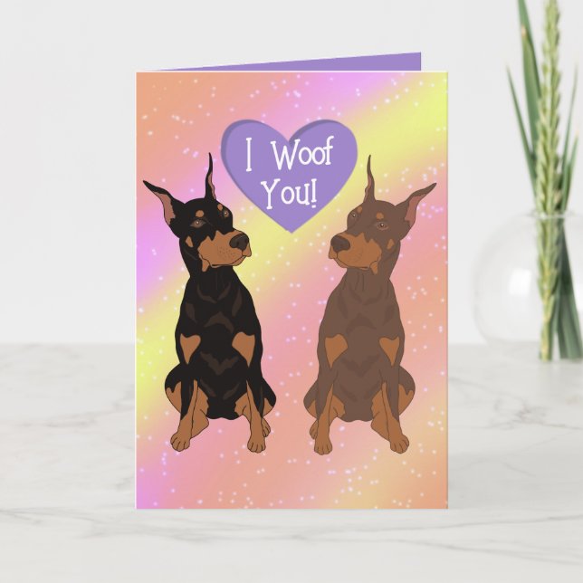 Doberman Pinscher Valentinstag Dankeskarte (Vorderseite)