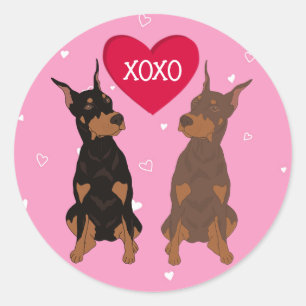 Doberman Pinscher Valentinstag Runder Aufkleber