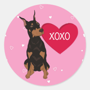 Doberman Pinscher Valentinstag Runder Aufkleber