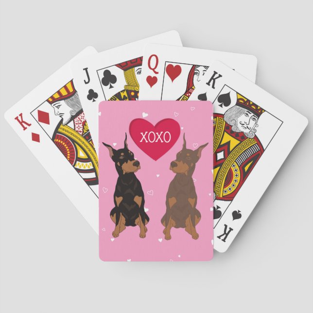 Doberman Pinscher Valentinstag Spielkarten (Rückseite)