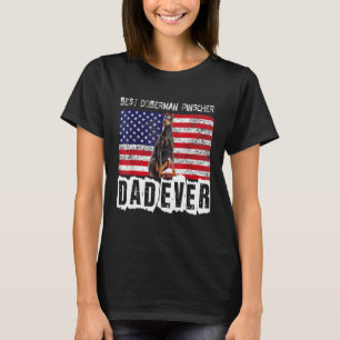 Doberman Pinscher Vater Usa American Flag Downer T-Shirt