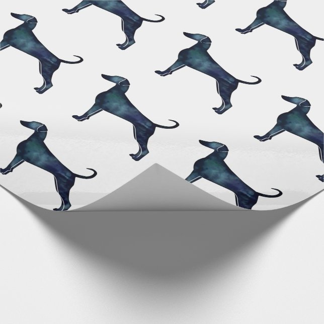Doberman Pinscher Watercolor Silhouette Blk Geschenkpapier (Ecke)