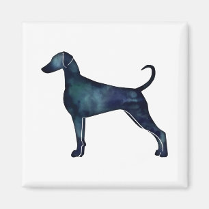 Doberman Pinscher Watercolor Silhouette Blk Magnet
