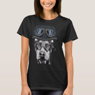 Doberman Pinscher Wearing Vintag Motorrad Helme T-Shirt