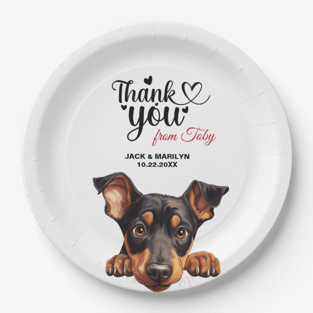 Doberman Pinscher Wedding Vielen Dank Pappteller (Vorderseite)