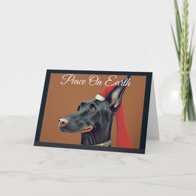 Doberman Pinscher Weihnachtskarte Feiertagskarte (Vorderseite)