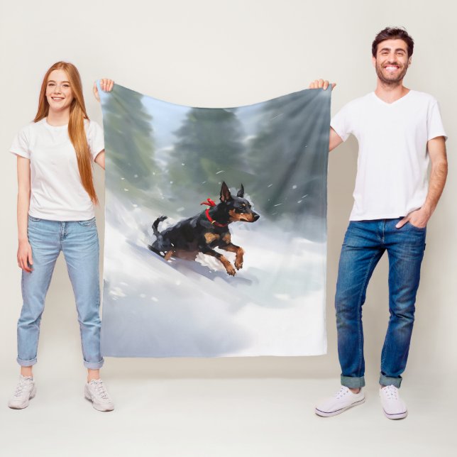 Doberman Pinscher Weihnachtsschnee Winter Fleecedecke (Beispiel)