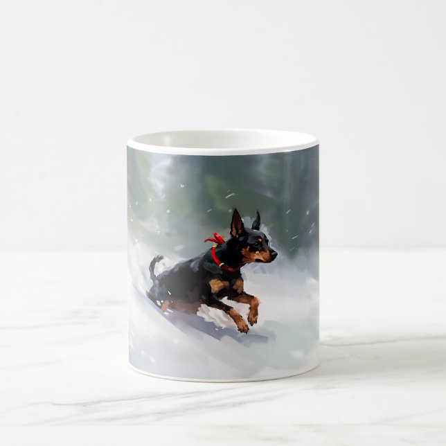 Doberman Pinscher Weihnachtsschnee Winter Kaffeetasse (Mittel)