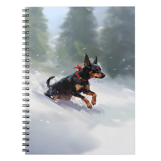 Doberman Pinscher Weihnachtsschnee Winter Notizblock (Vorderseite)