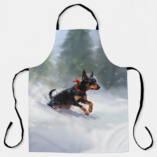 Doberman Pinscher Weihnachtsschnee Winter Schürze (Vorderseite)