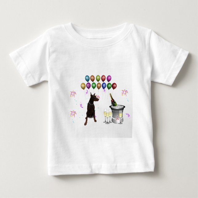 Doberman Pinscher wünscht ein frohes neues Jahr 20 Baby T-shirt (Vorderseite)