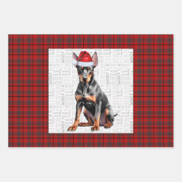 Doberman Pinshcer Christmas Dog and Red Plaid Geschenkpapier Set