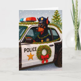 Doberman Police Holiday Card Feiertagskarte