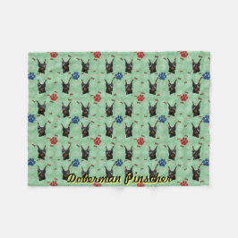 Doberman Portrait Fleecedecke