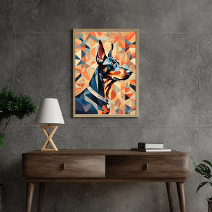 Doberman-Poster {BD-C1} Orange Black l geometrisch Poster