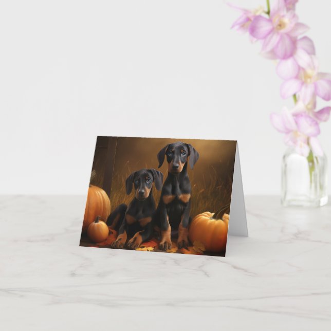 Doberman Puppy Autumn Delight Pumpkin Karte (Orchidee)
